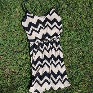 Tan and black chevron dress.